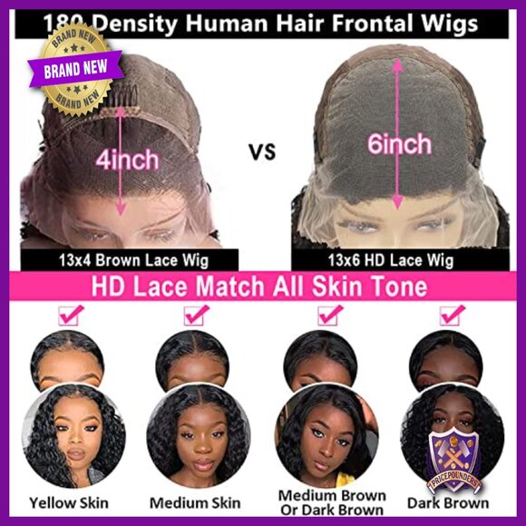 13x6 HD Lace Front Wig Human Hair 180 Density Water Wave 18 Inch main image 5
